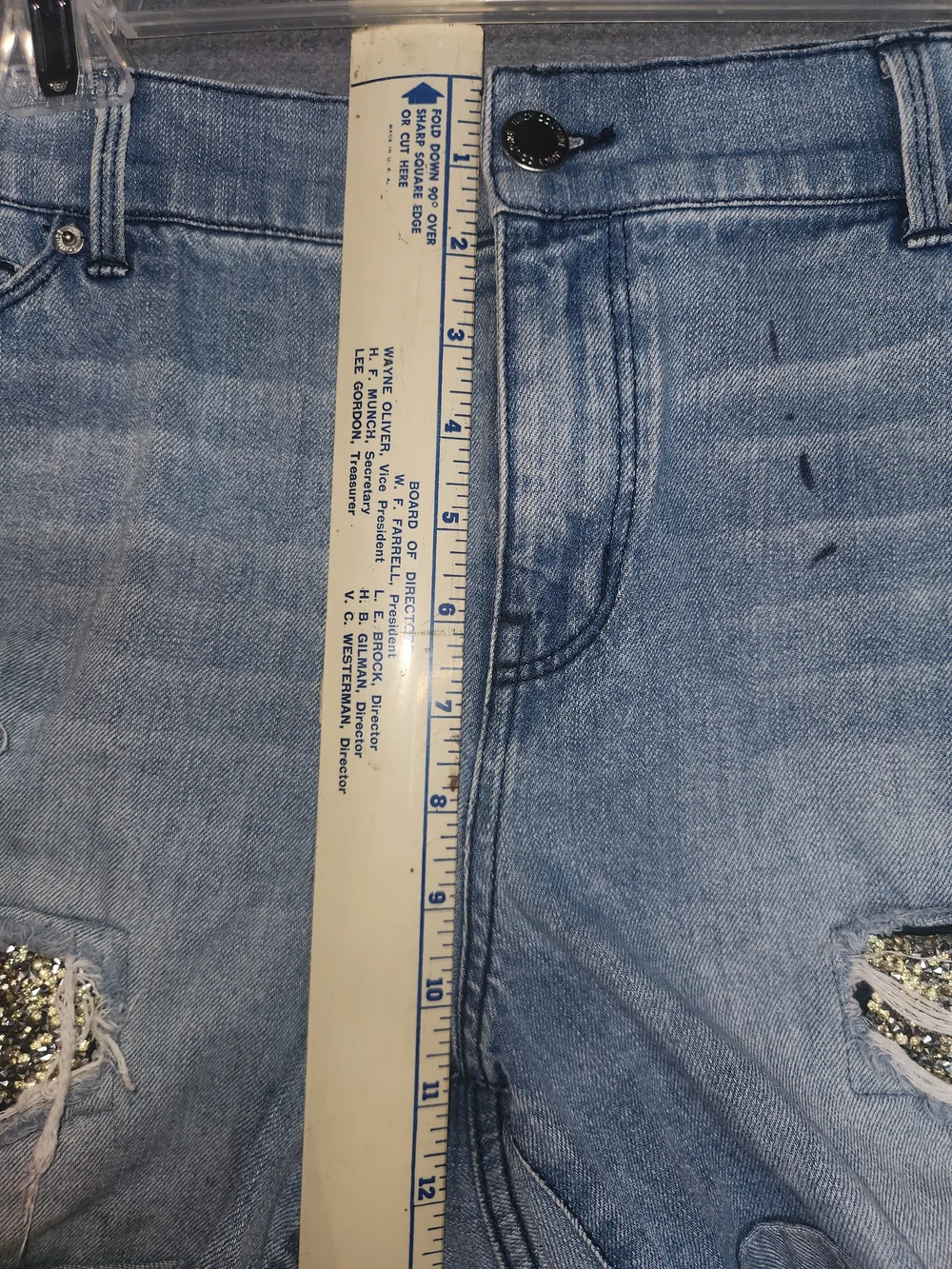 Juicy Couture Blue Women's Denim Shorts with Gold Glitter Patches #351